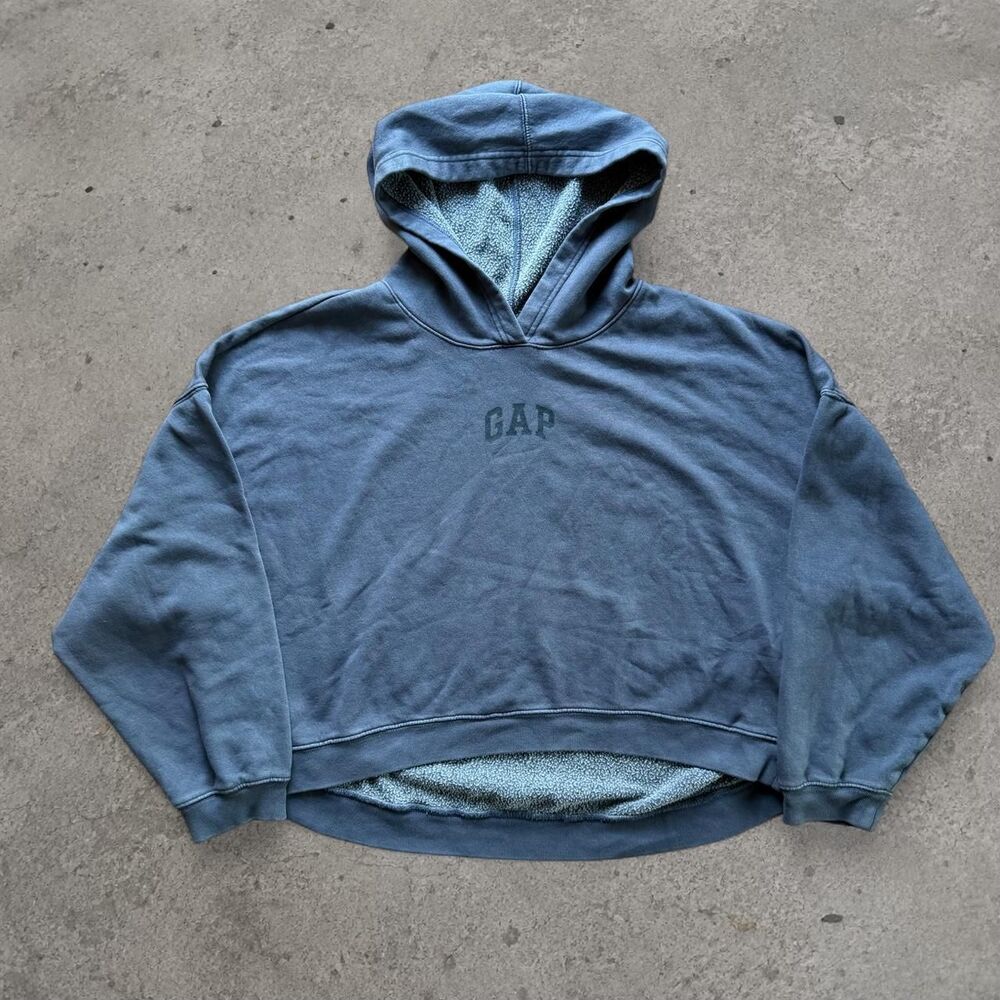 Gap Baggy Cropped Fit Fleece Line Blue Womens Size Large